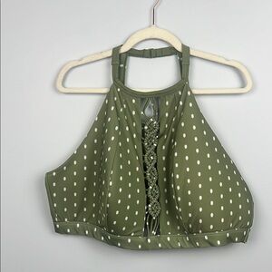 Cacique Swim size 24 crochet plus size polka dot high neck swim top